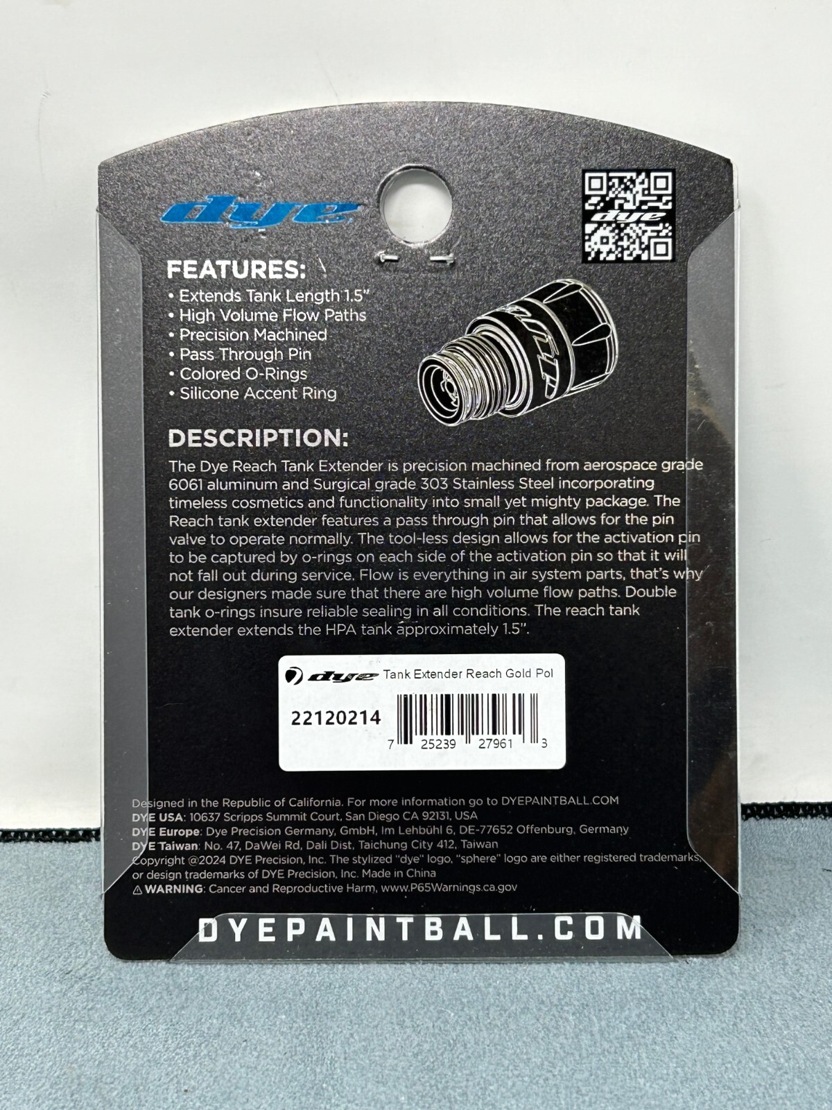 Dye Reach Tank Extender - Polished Gold