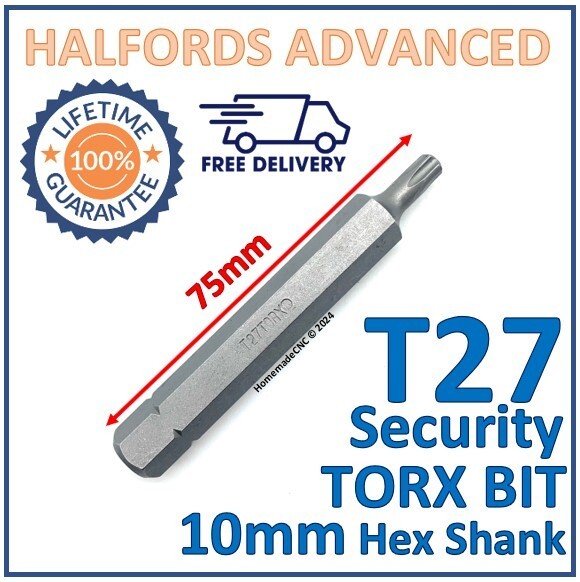 Halfords Advanced T27 Torx Security Bit 10mm Hex Shank 75mm Length -New Free P&P