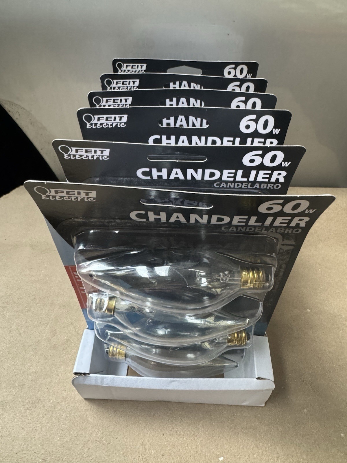 Lot Of 6 Feit Chandelier Candelabra Base Flame Tip Clear 60W 120V BP60CFC/DL/4