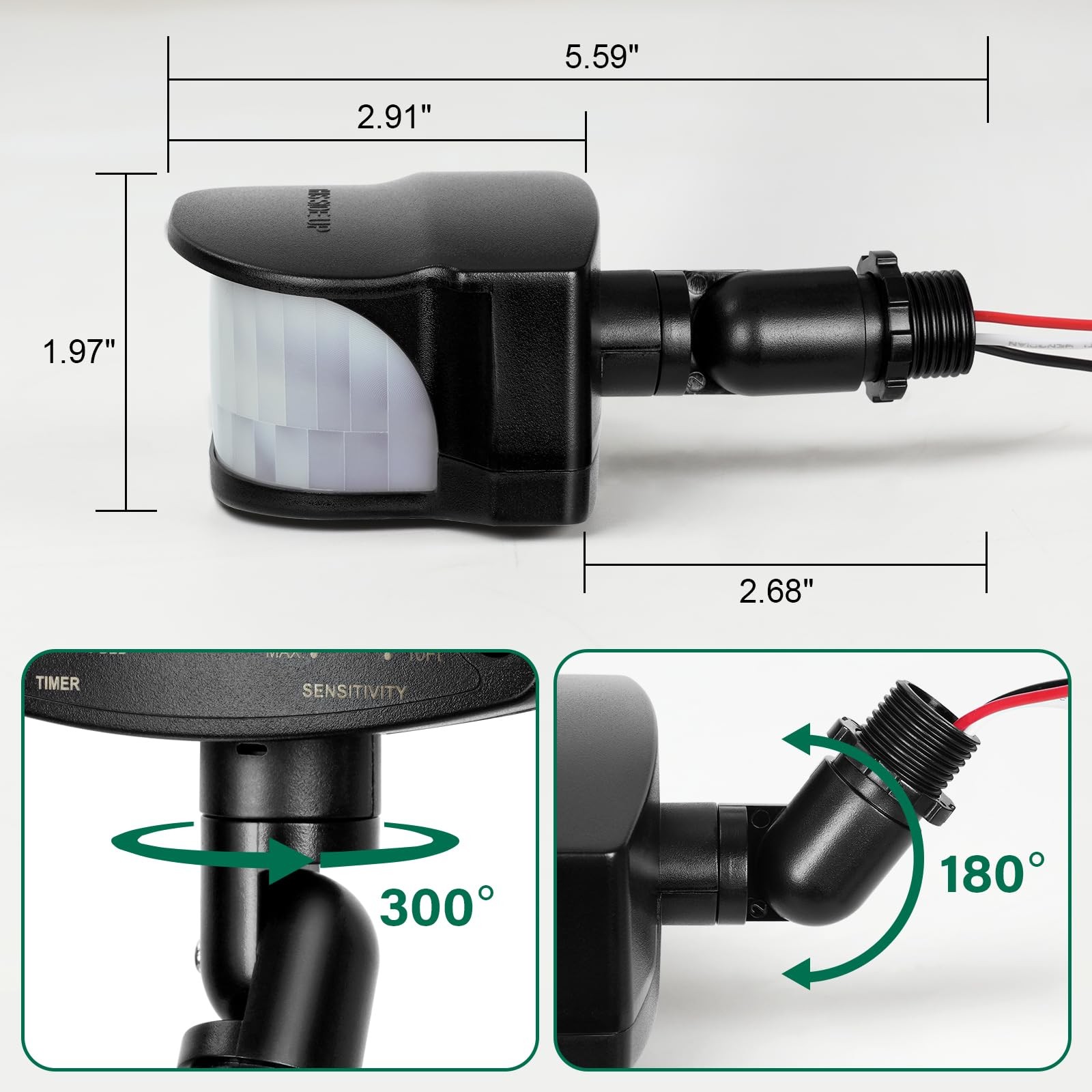 TREEWELL 2-Pack 240° Motion Detector Replacement, Adjustable Delay Time