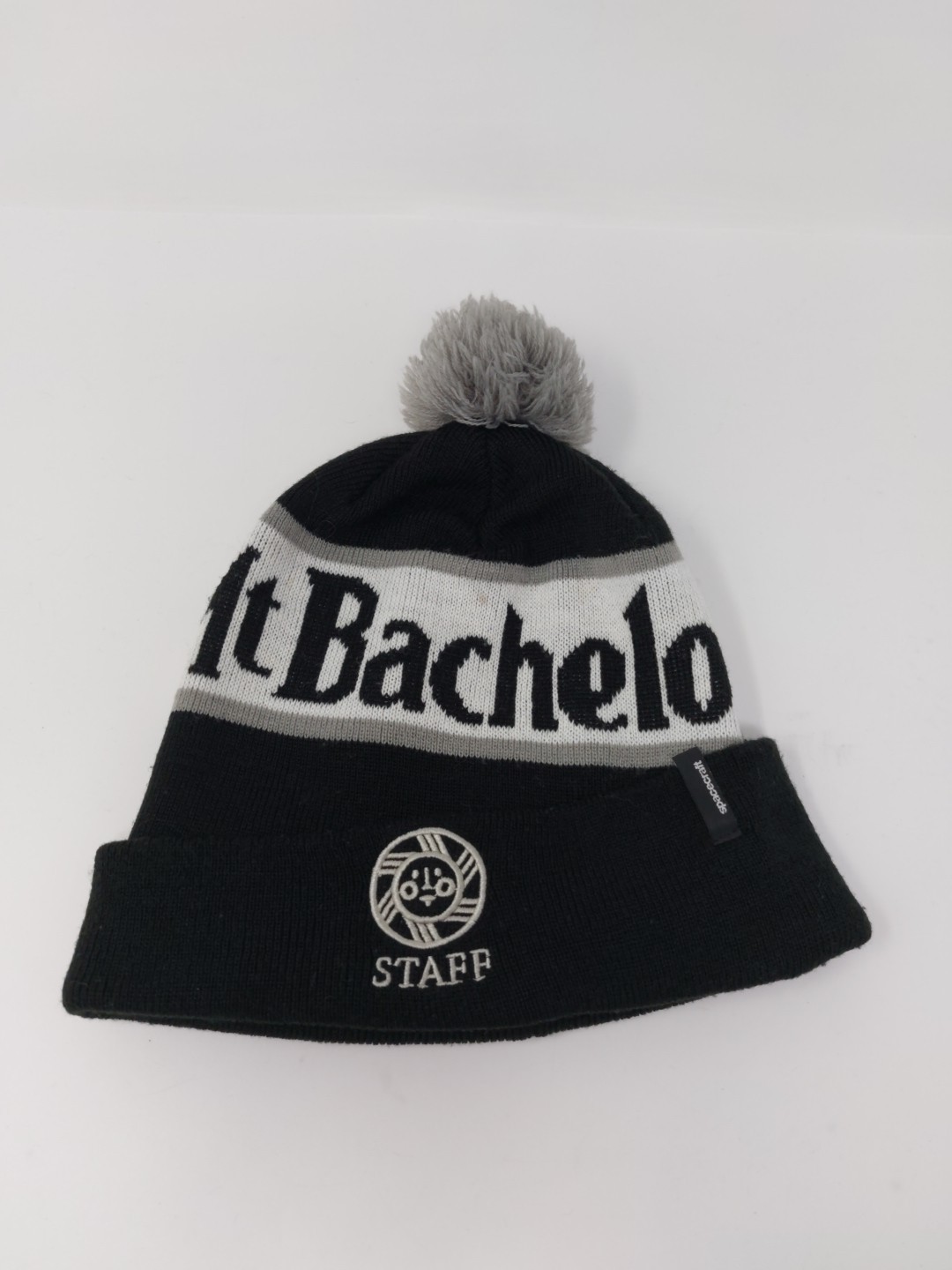 Mt Bachelor Staff Cuffed Knit Beanie Hat Spacecraft Cap Pom