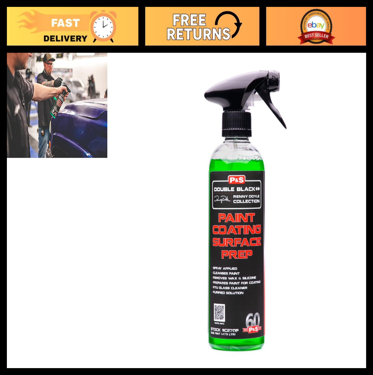 Paint Surface Prep for Coatings - Removes Waxes & Silicones, 1 Pint Spray