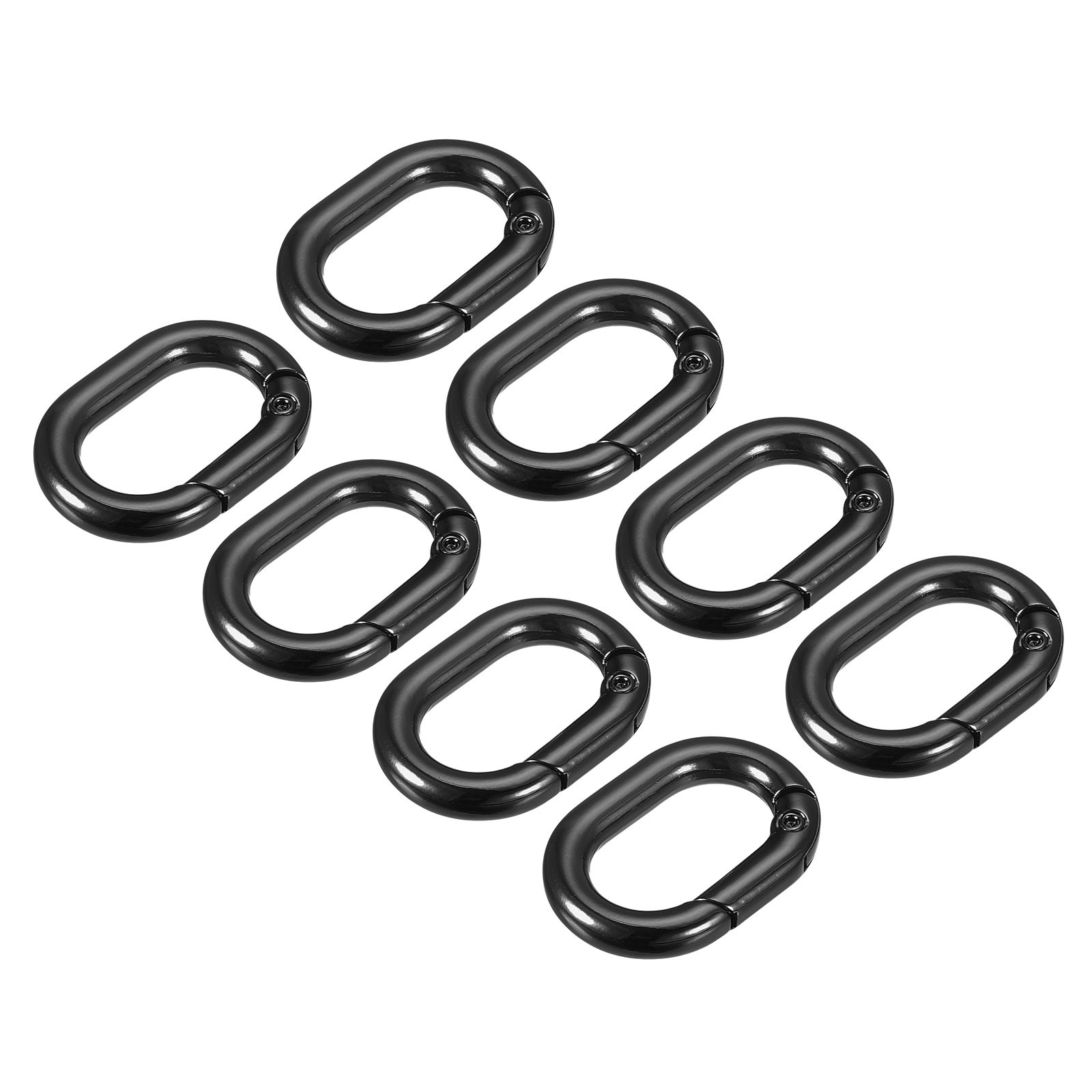 1.14" Spring Oval Ring Snap Clip Trigger for Bag Purse Keychain, 8Pcs Black