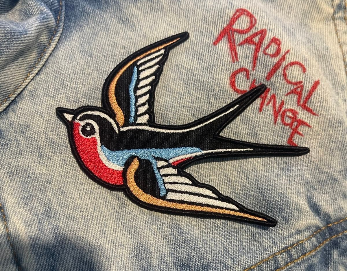 Moohaha Bird 3D Embroidered Patches Sew-On Iron-On Bike Biker Racing Club Patch