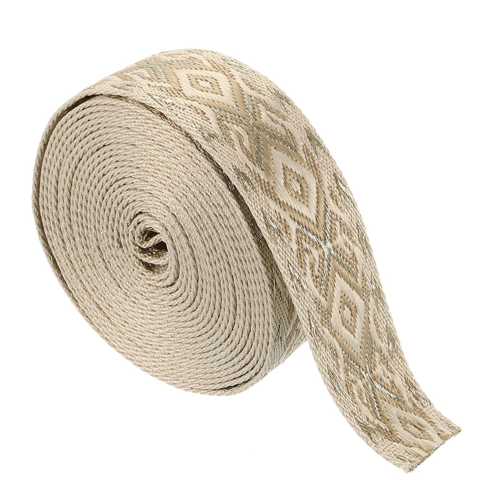 5 Yards Cotton Webbing Strap 38mm Jacquard Webbing Purse Strap Khaki Gold