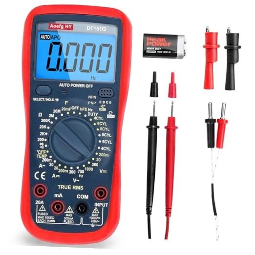 Automotive Multimeter, True RMS CAT III 600V, AC/DC Voltage/Current Tester,