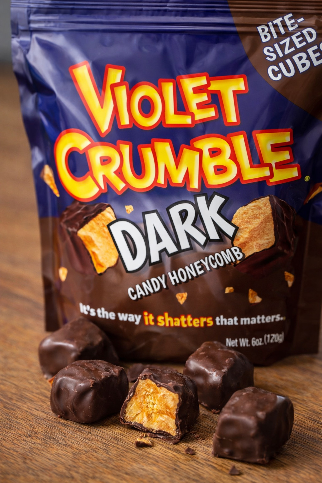 Violet Crumble Dark Chocolate Honeycomb Candy Chunks – 1 Bag