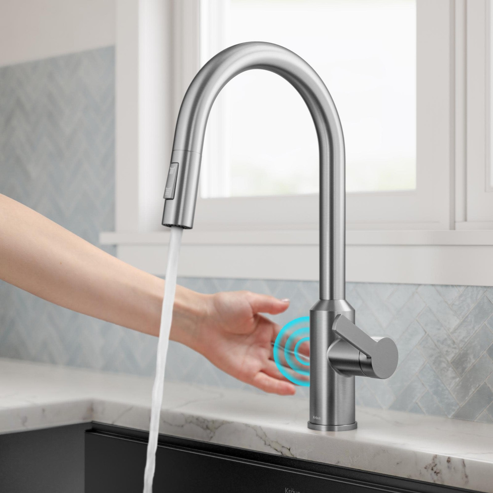 Kraus KSF-2830 Oletto Touchless Sensor Pull-Down Single Handle - Black