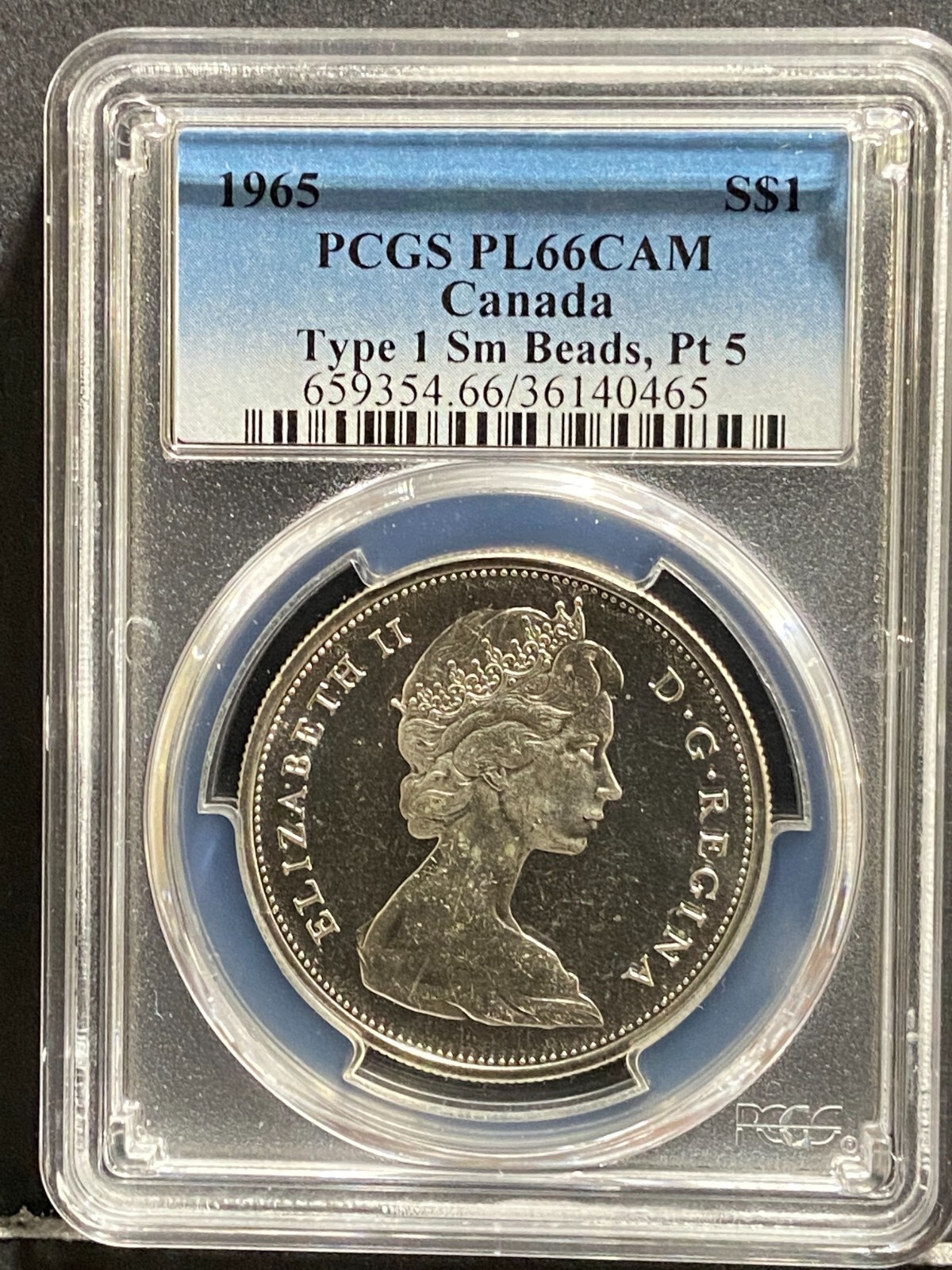 1965 Canada Silver Dollar PCGS PL66CAM Cameo PL 66 (465) Type 1 Small Beads