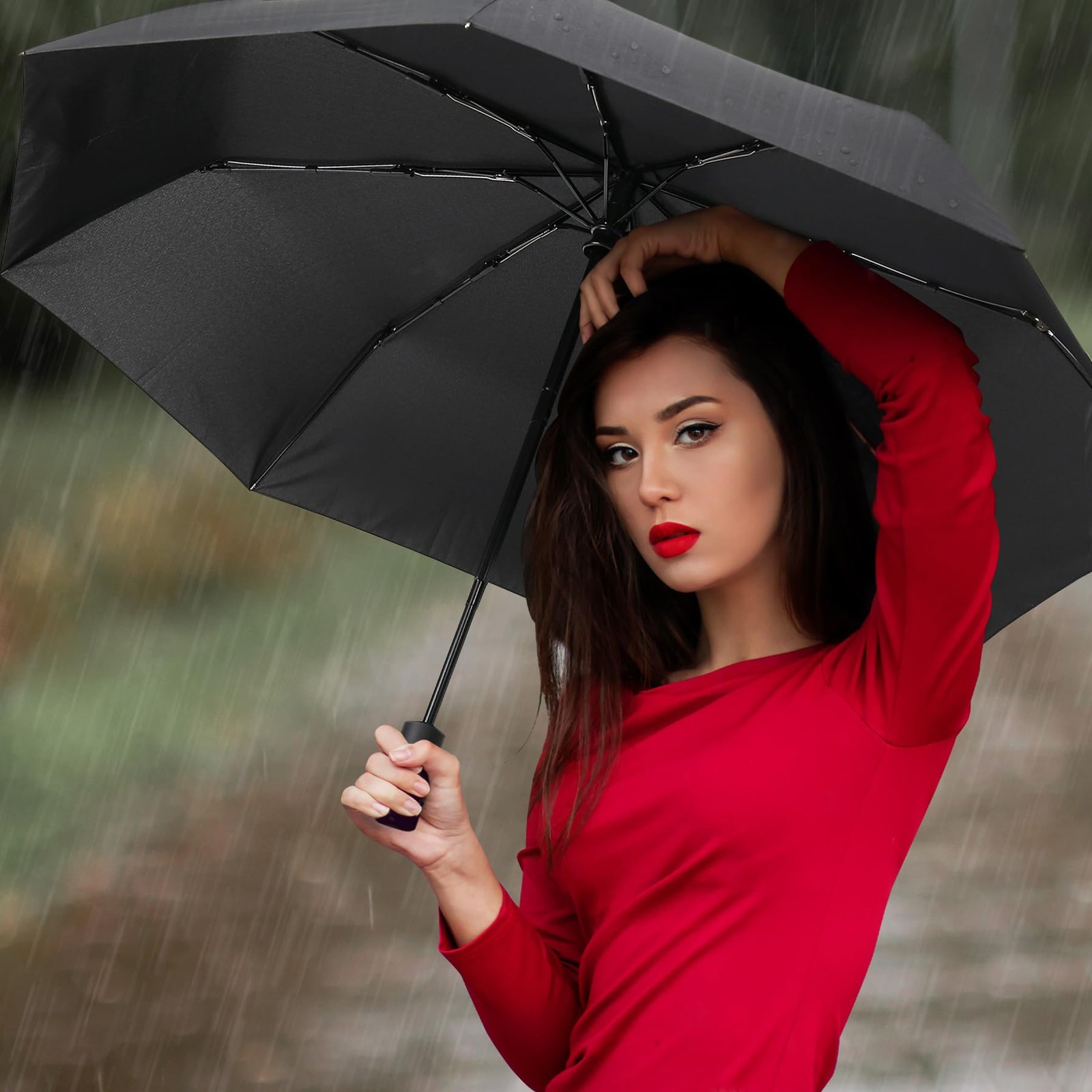 NPCQUN Travel Essentials Umbrella Windproof Compact Collapsible Light, Automa...
