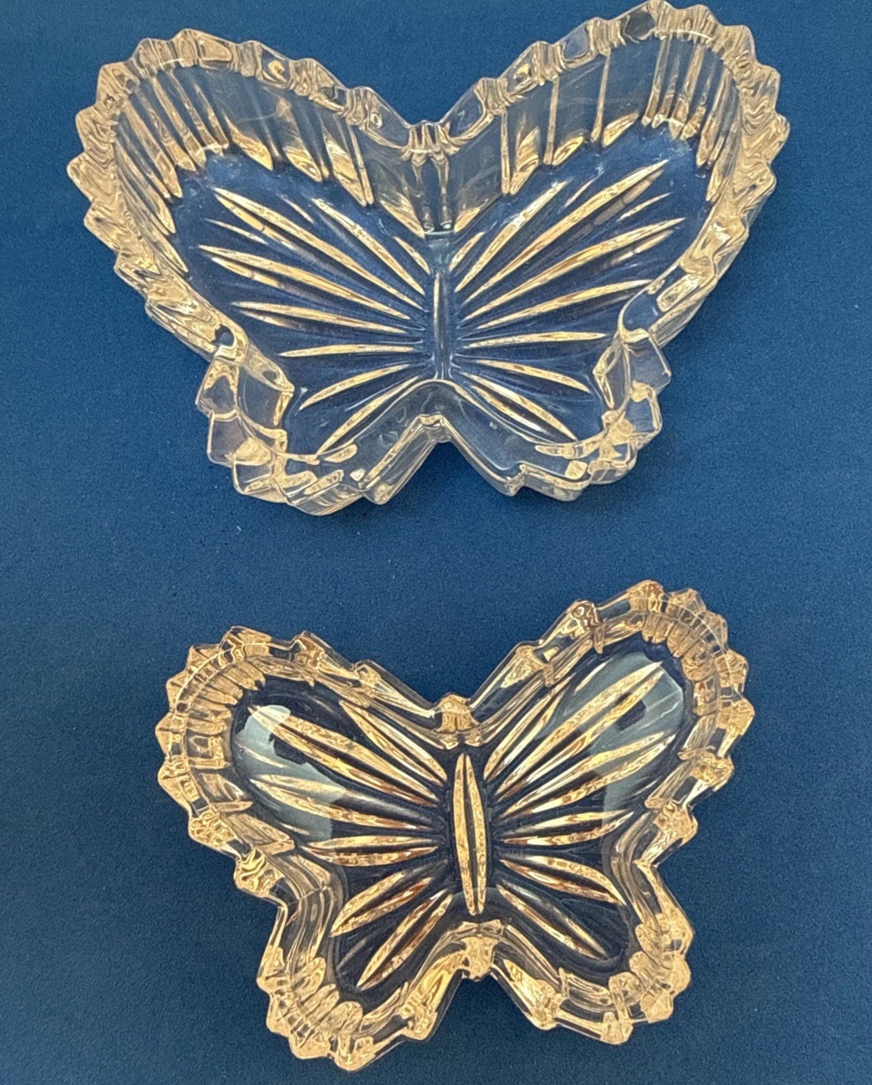 Two Gorham Crystal Butterfly Boxes 3 1/2” & 4 1/2” - Original Boxes/sticker