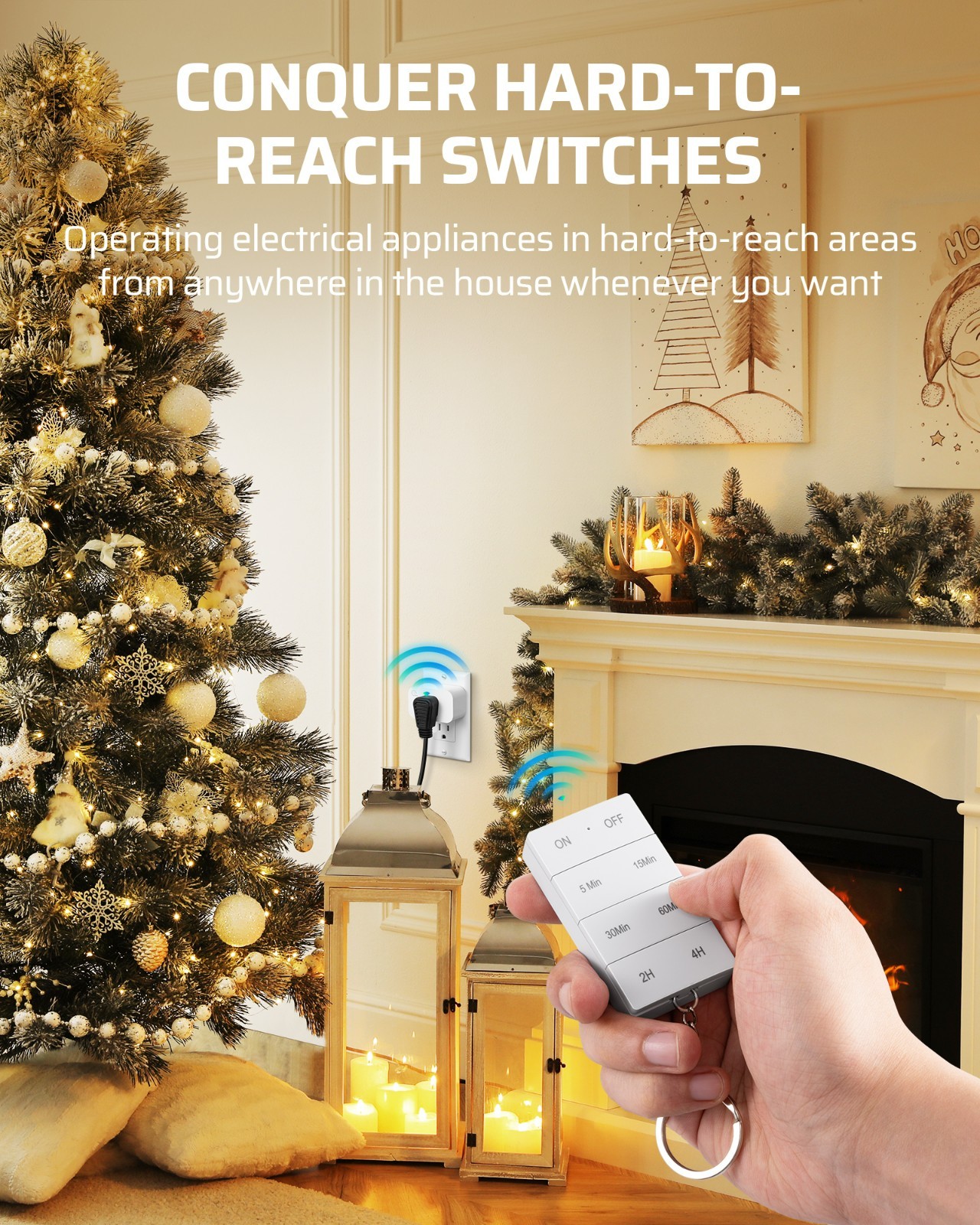 DEWNEWILS Remote Control Outlet w/ Timer, Indoor Remote Timer Outlet, 15A/1875W