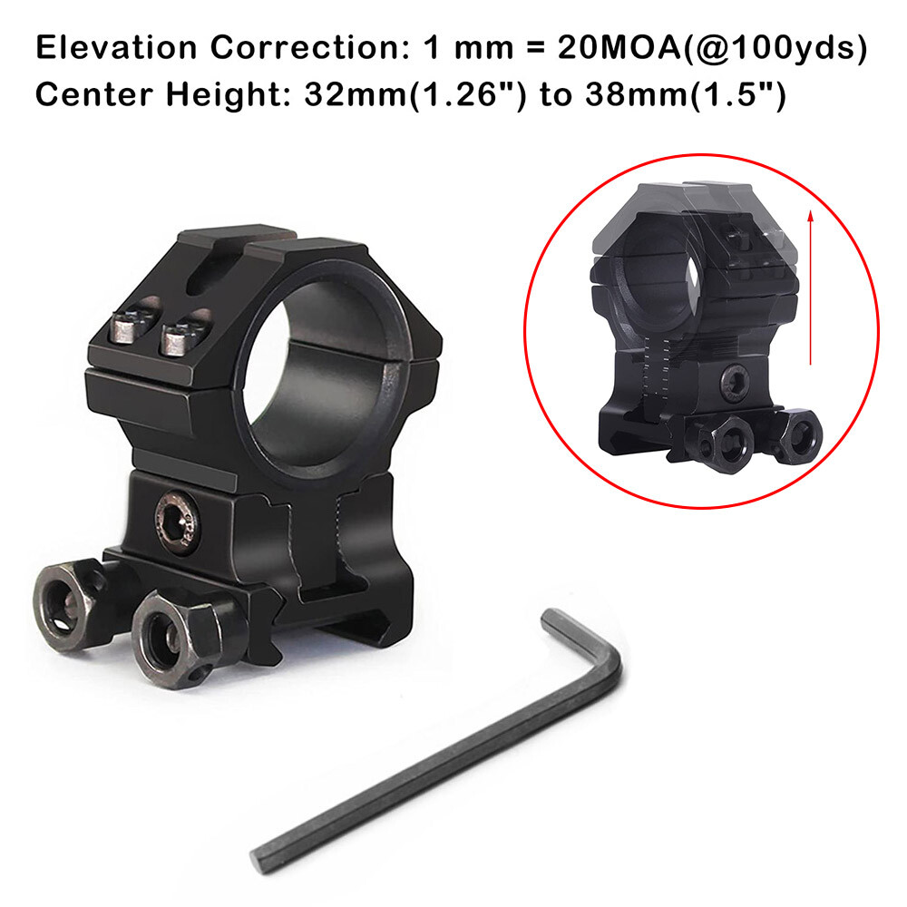 2 Pieces 1"/30mm Adjustable Height Scope Rings Mount f 11mm Dovetail Riser Base
