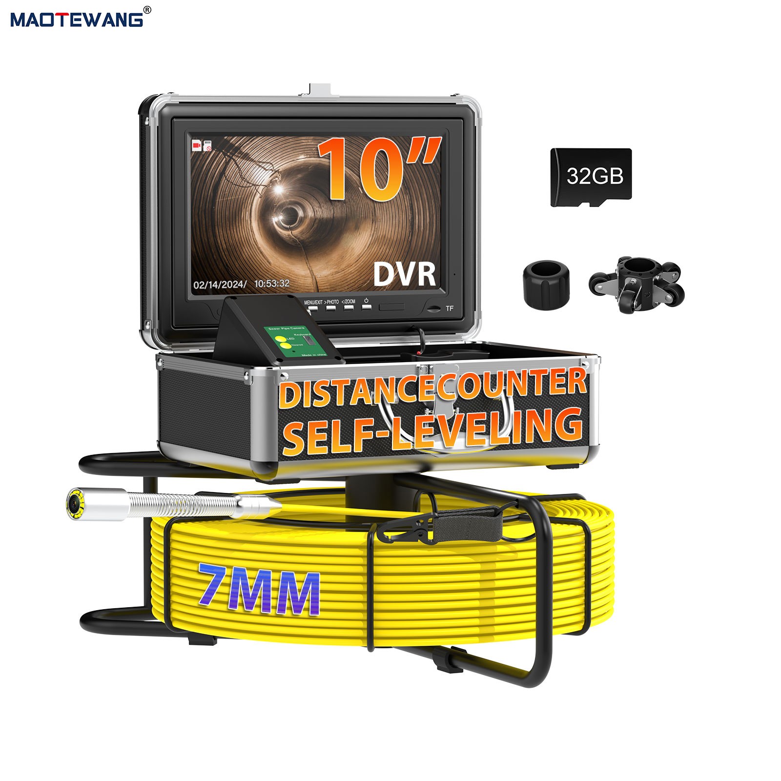 30M Pipe Inspection Camera Drain Sewer Camera w/ 512hz Meter Counter 10" Monitor