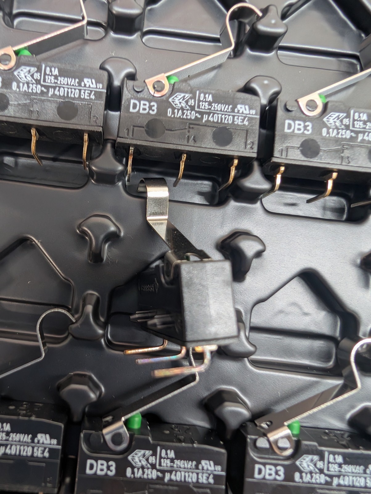 2x Cherry DB3C-D3UB DB3 Subminiature Snap Action Microswitches 0.1A Right Angle