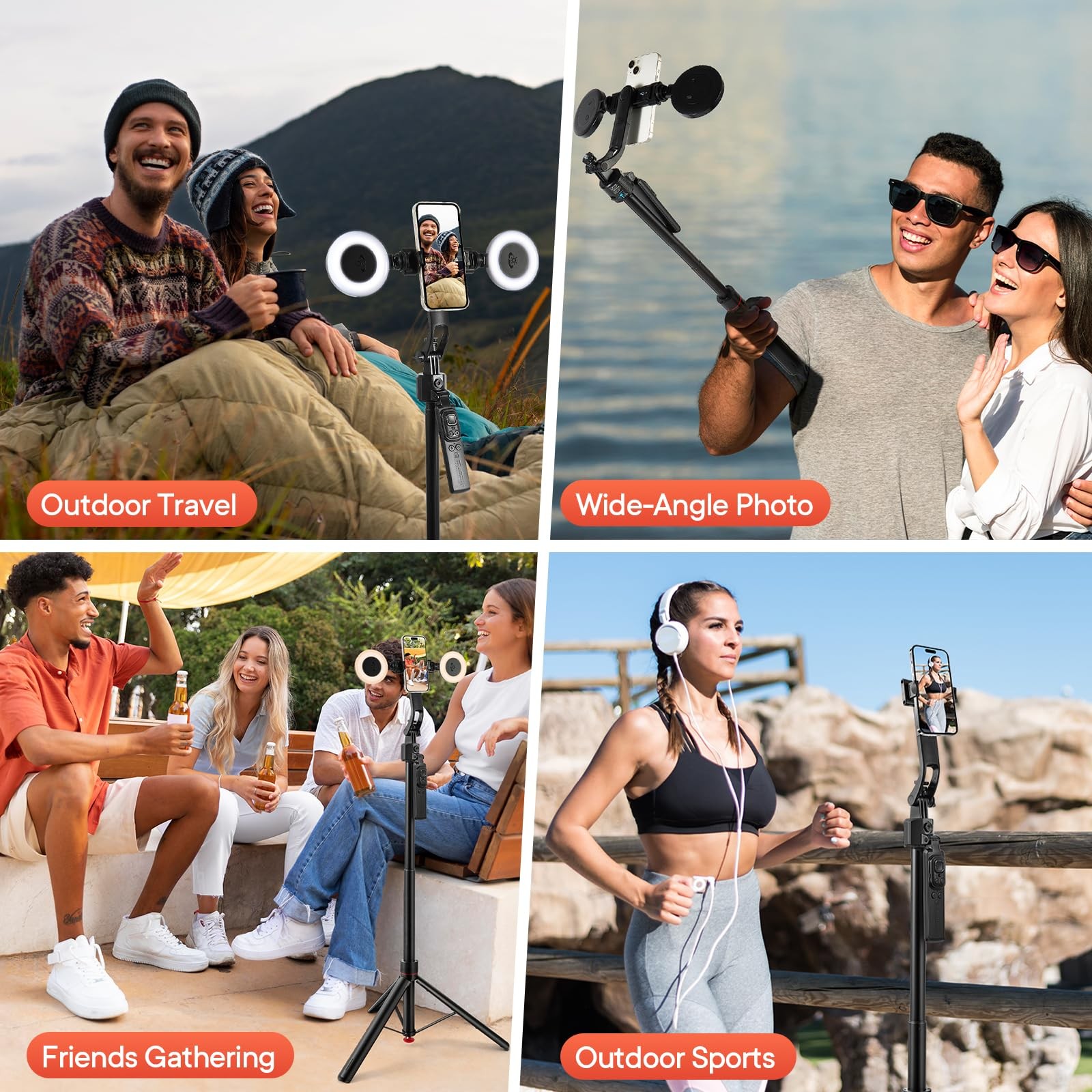 Heliora Vlogging Kit for iPhone/Android, 70”Auto Face Tracking Tripod Black