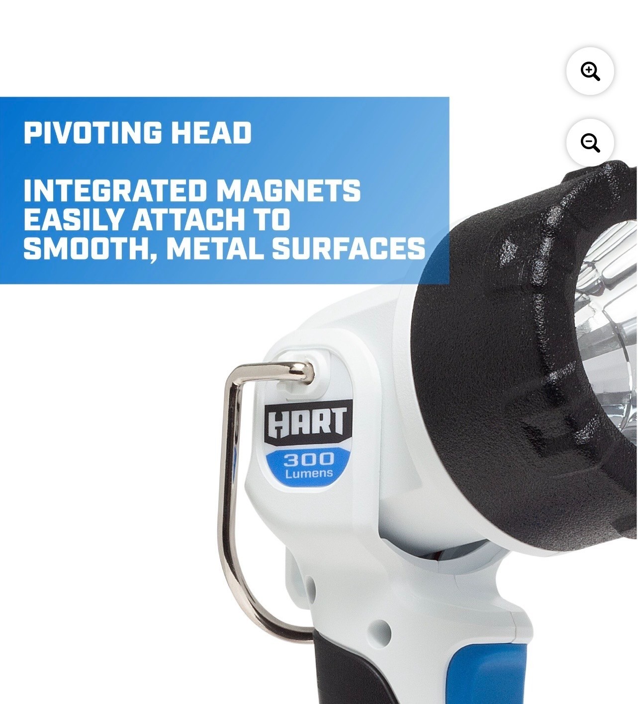 NEW HART Rechargeable Handheld Spot Work Light with Rotating Head, Magnetic Base