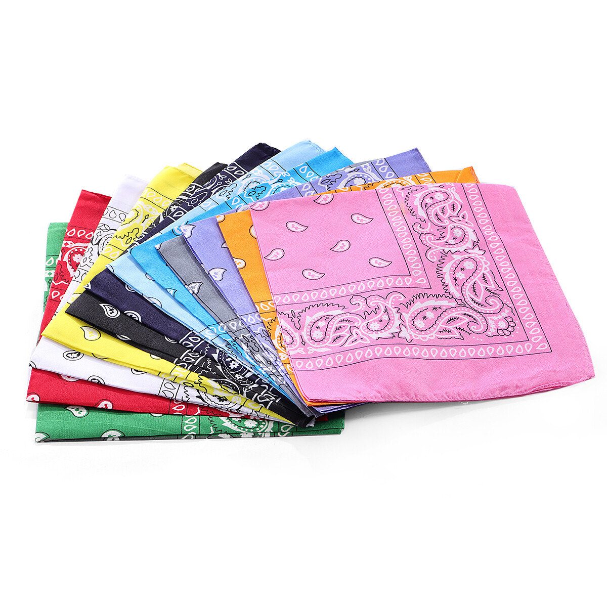 12 Pack Bandana Cotton Paisley Double-Sided Scarf Head Neck Face Mask 22"X22"