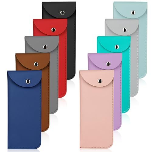 10 Pack Soft Eyeglass Case Assorted Colors Leather Glasses Case Portable