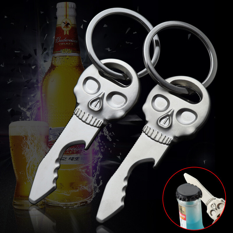 Vintage Skull Keychain With Bottle Opener Keychain Silver Backpacks Key Ring