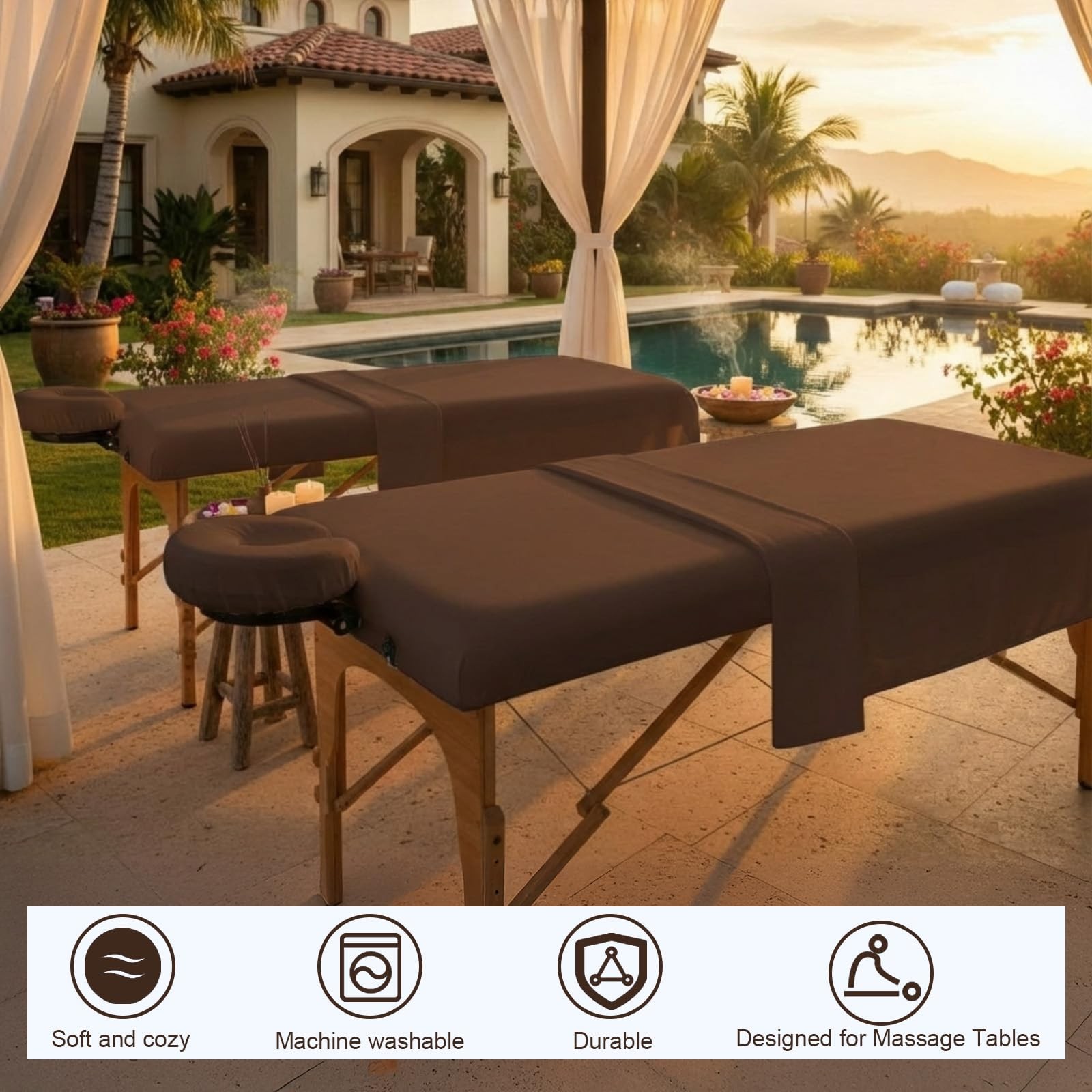 Oudain 4 Sets 3 Piece Soft Microfiber Massage Table Sheets Set Bulk Includes