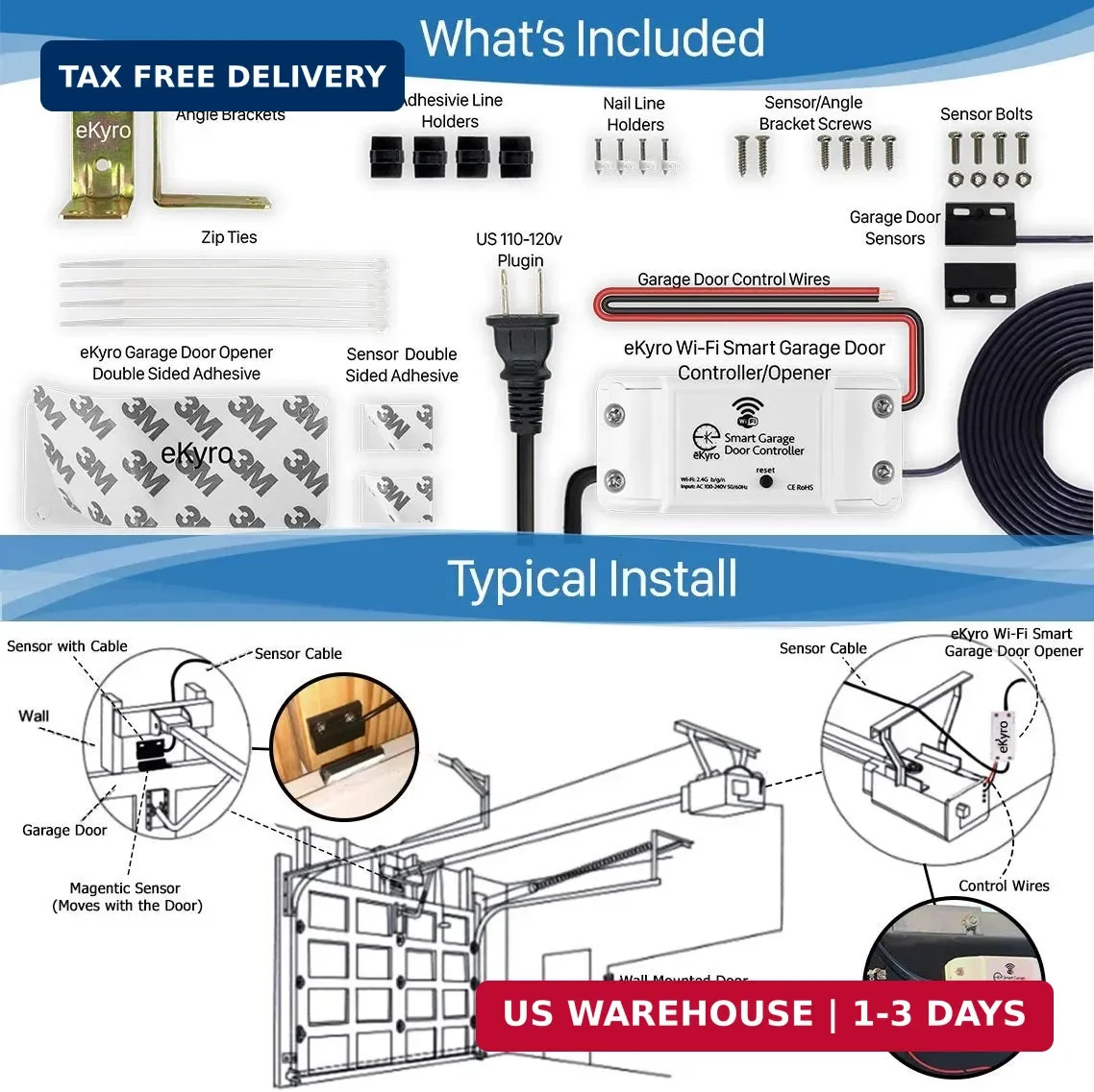 Smart Garage Door Opener - Universal WiFi Remote Controller Compatible wit