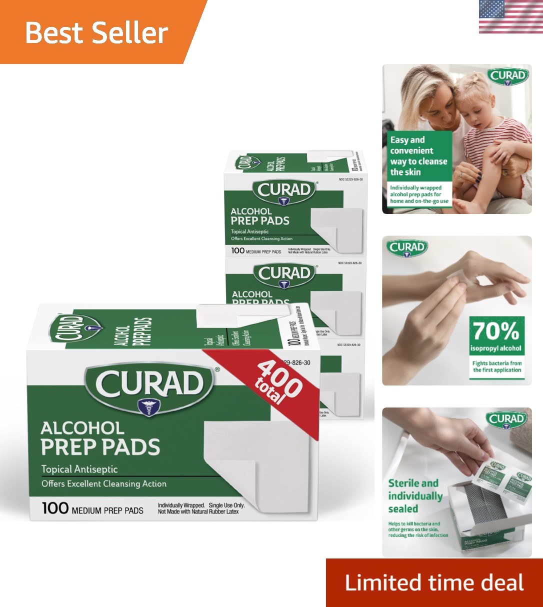 400 Individually Wrapped Alcohol Prep Pads - Perfect for First Aid and Cleansing