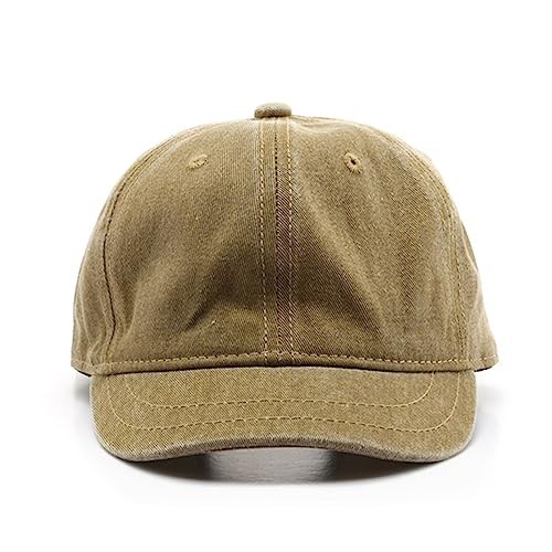 Short Brim Vintage Baseball Cap Adjustable Unstructured Washed One Size Black