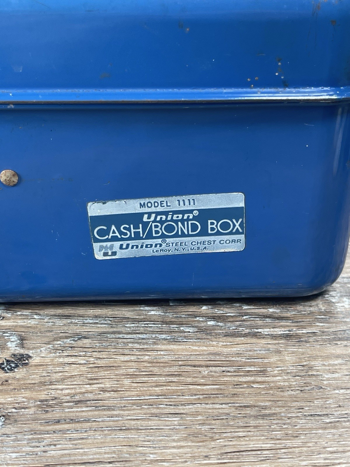 Vintage Union Metal Model 1111 Cash tackle box Blue Fold Out USA NO KEY