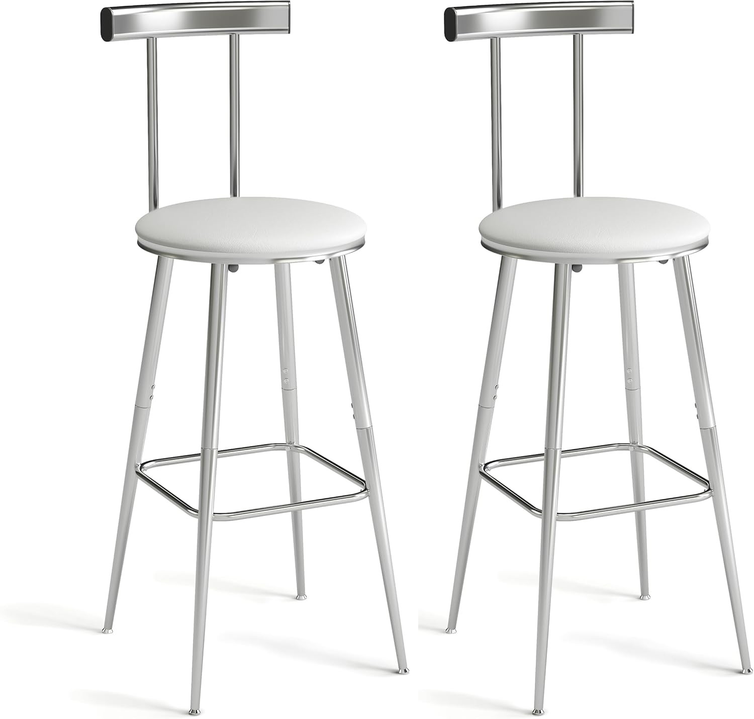Bar Stools Set of 2 High Kitchen Barstools Bar Chairs W/ Backrest & Footrest