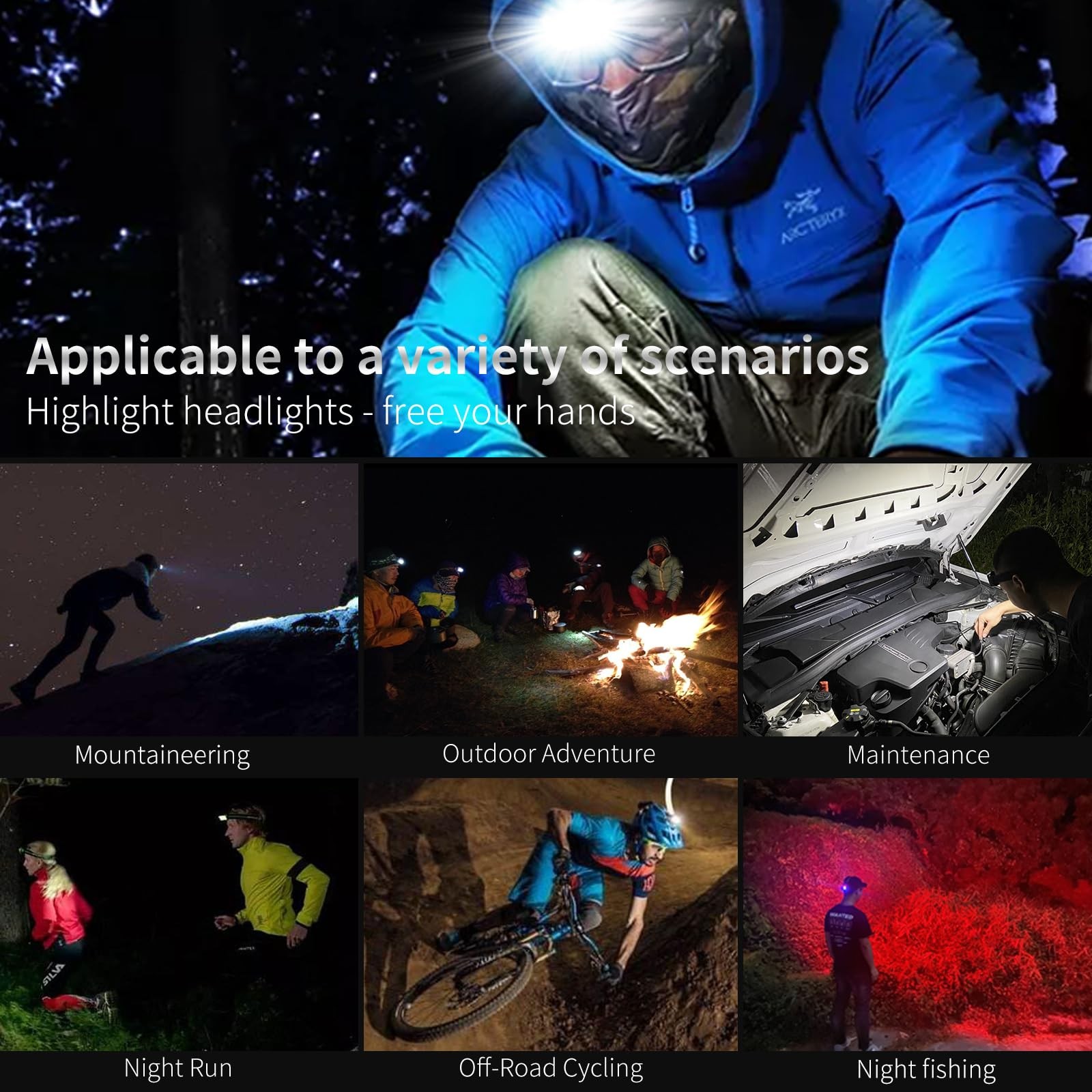 DARKBEAM Hard hat Headlamp COB LED Floodlight with Red Light USB Rechargeable...