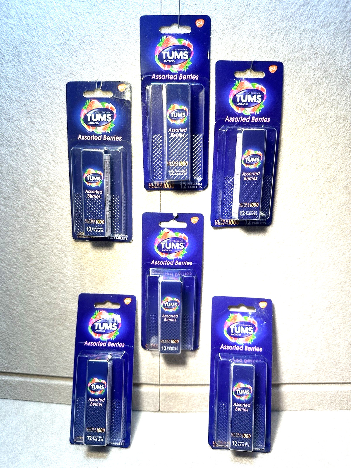 6 Tums Travel Antacid  Assorted Berries Ultra Strength 1000 12 count