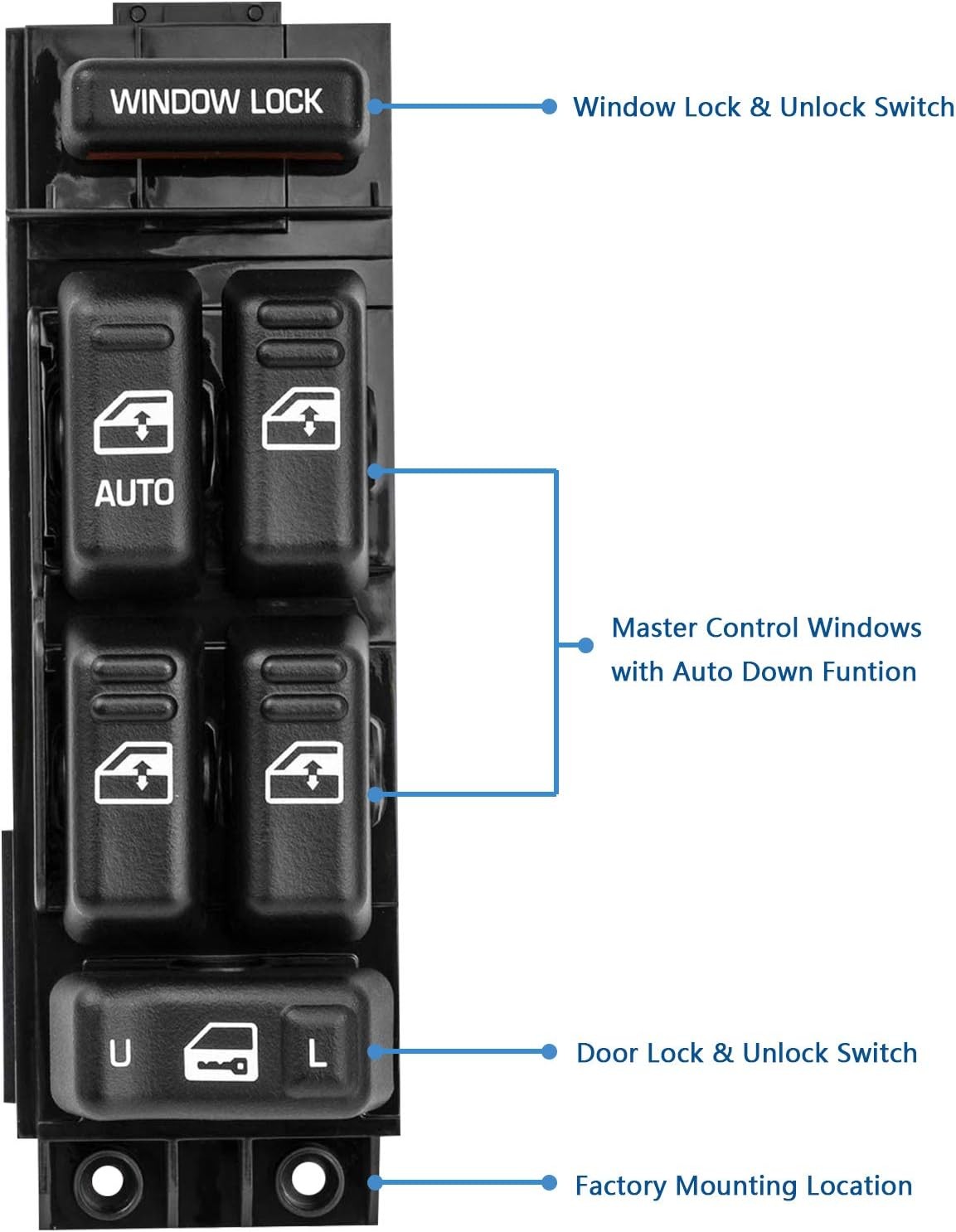 19259961 Power Window Switch Front Driver Side Compatible for 2000-2002 Chevy Si