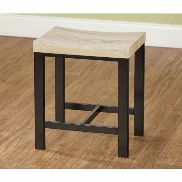 Natural Black Metal 5 pc Dining Set 4 Chairs Table Kitchen Nook Wooden Dinette