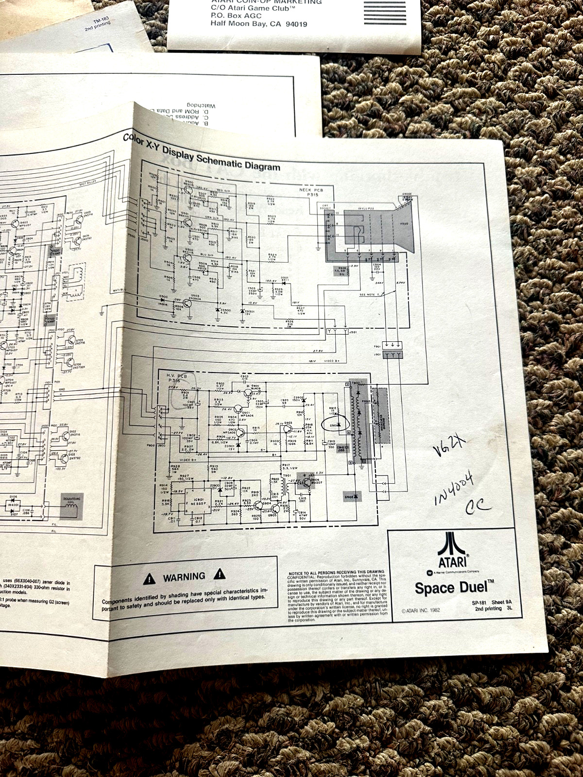 Space Duel Video Arcade Game Service Operators Manual Original Plus Extras