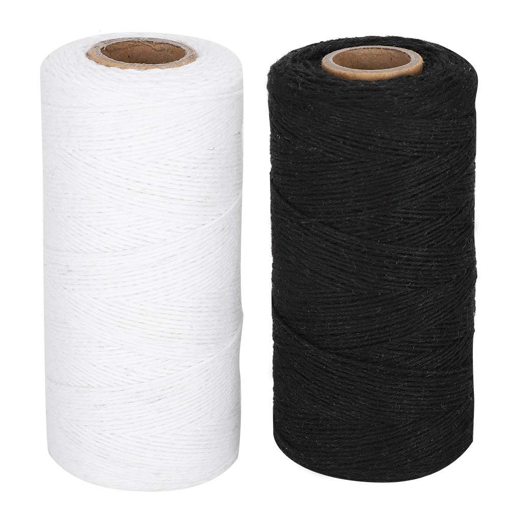 2Pcs Weaving Thread Warp 8/4 Yarn Perfect for 1mm, Black, White