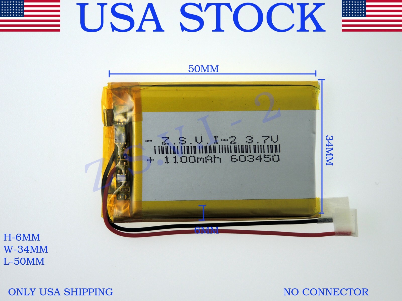3.7V1100mAh 603450 Lithium Polymer LiPo Rechargeable Battery (USA STOCK)