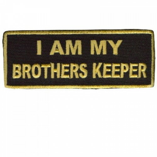 Motorcycle Biker Vest Jacket Patch - I am my Brother Keeper gold on black 4x1.5"