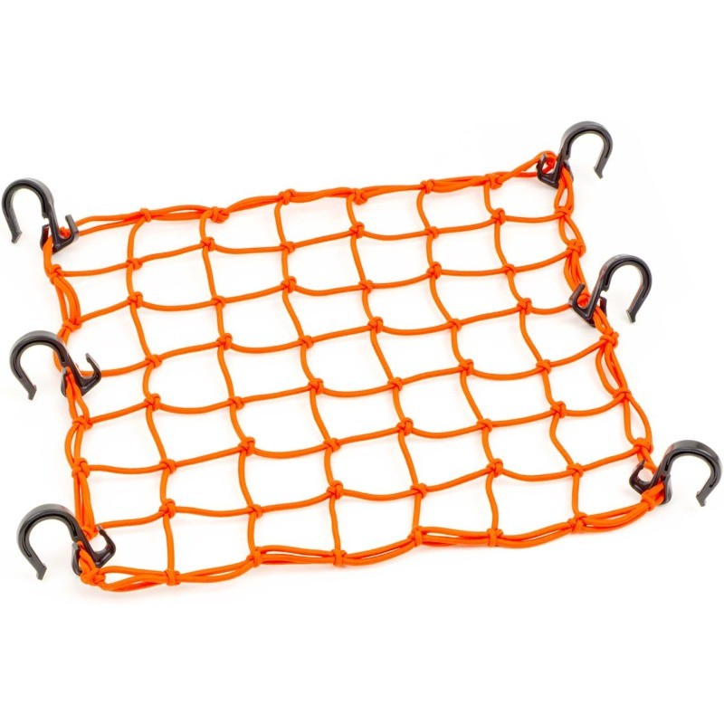 50159 Orange 15"x15" Cargo Net with 6 Adjustable Hooks & 2"x2" Tight Mesh