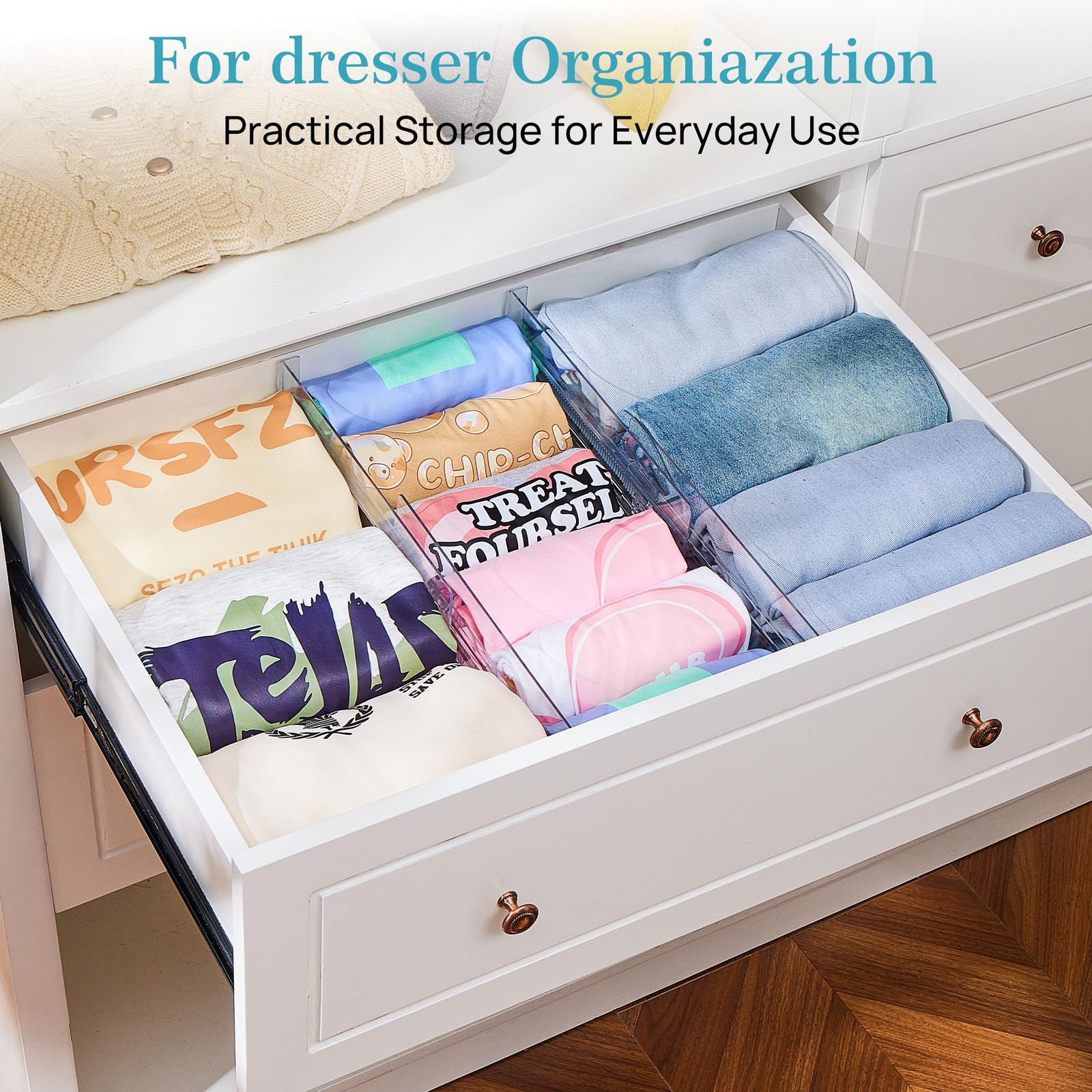 Vtopmart 12 Pack Drawer Dividers For Clothes 4 High 10.2-16.5 Adjustable