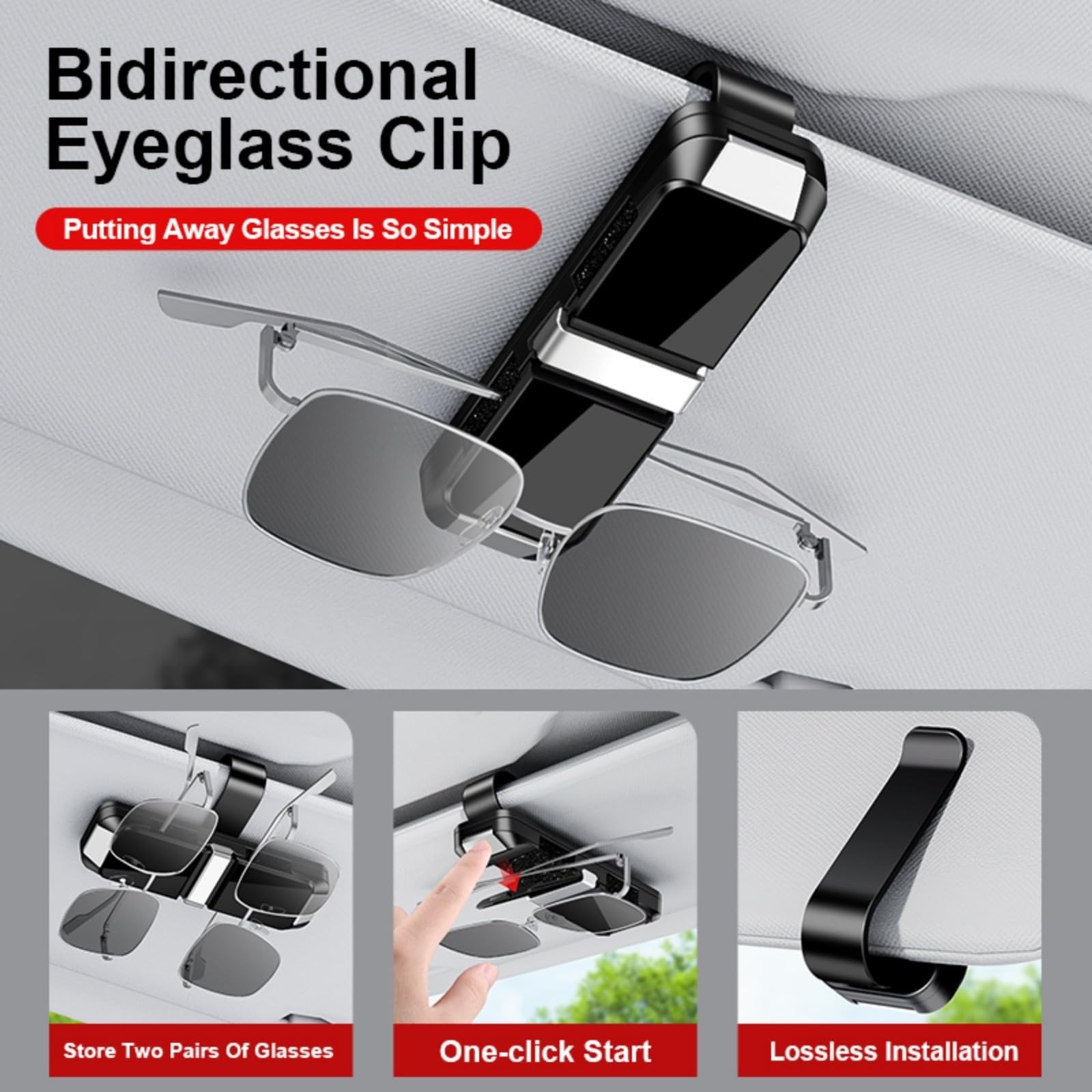 Universal Car Sun Visor Double-Layer Glasses Holder,Practical Visor Sunglasse...