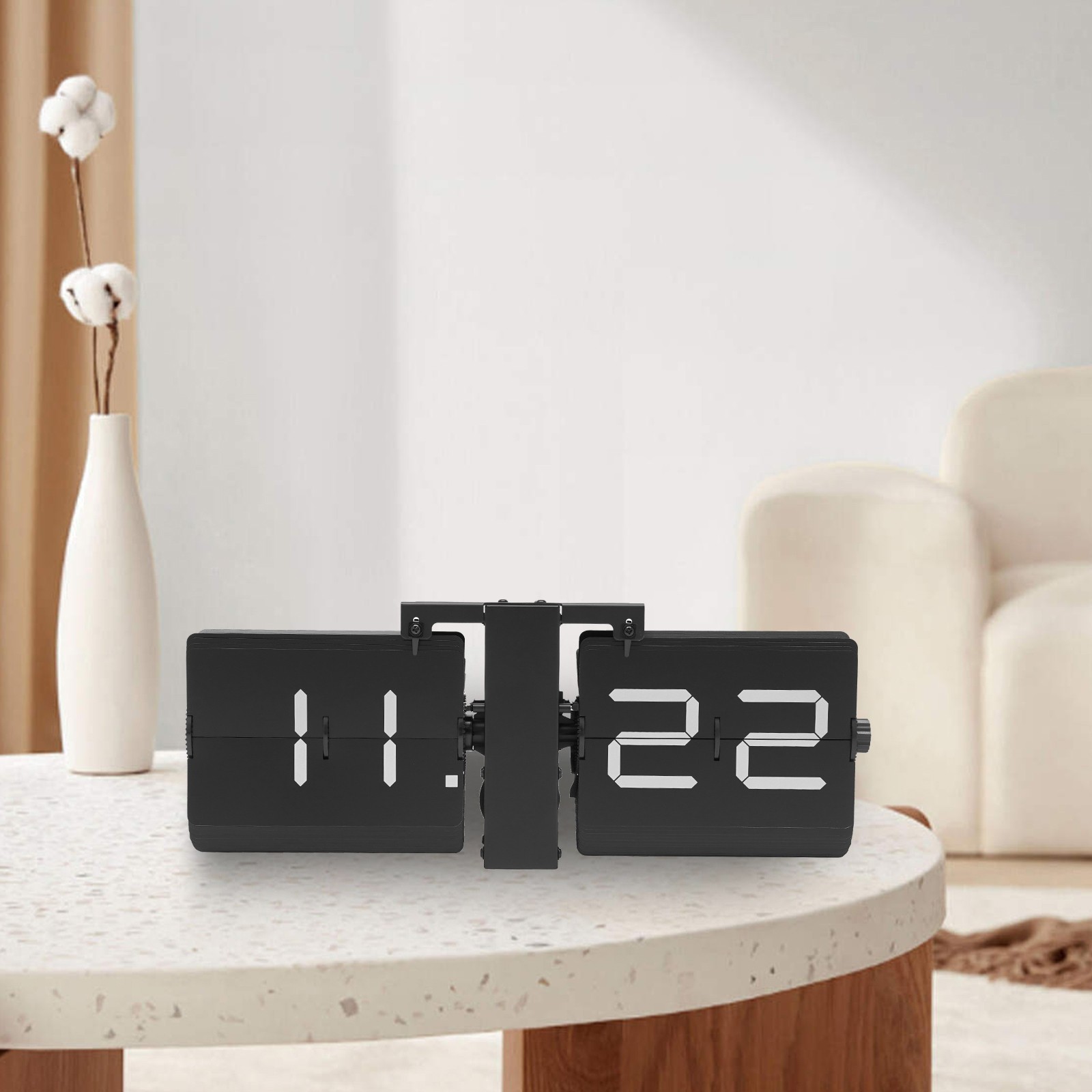 Electrical Digital Flip Clock Gray Flipping Out Wall and Tabletop Flip Clock