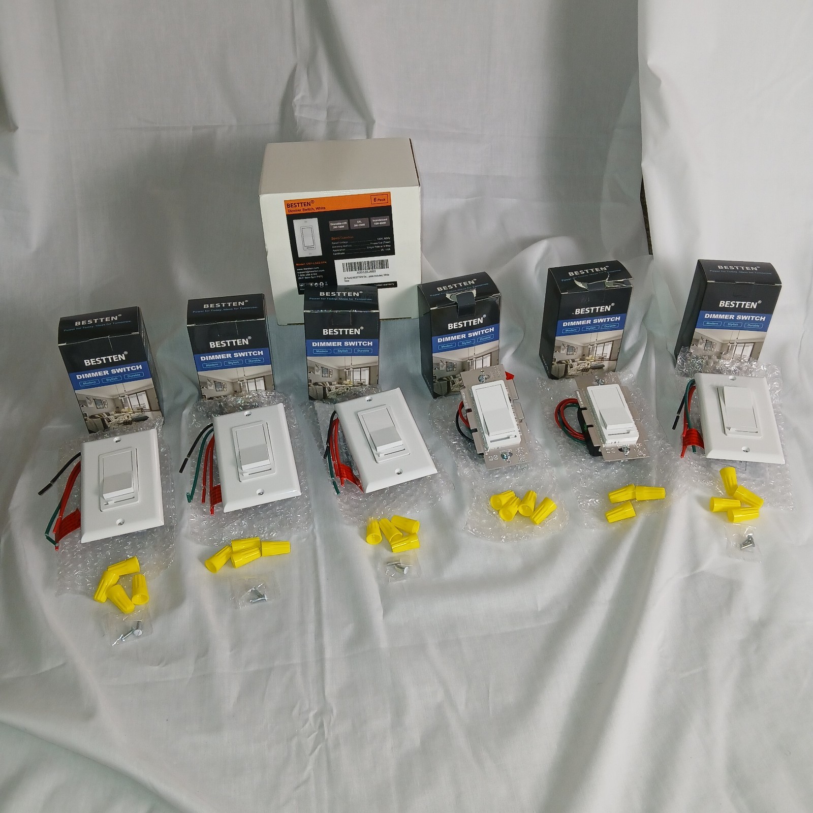 BESTTEN 6 Pack Dimmer Light Switch, Dimmer Switch