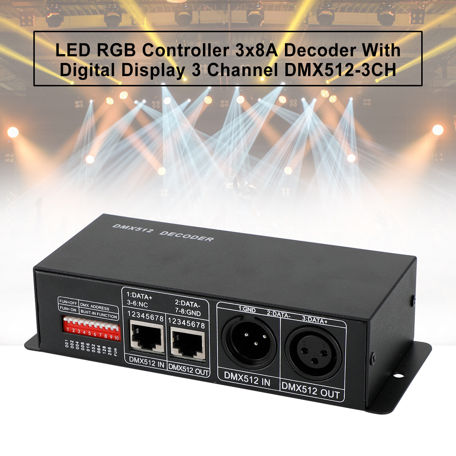 LED RGB Controller 3x8A Decoder With Digital Display 3 Channel DMX512-3CH US B9