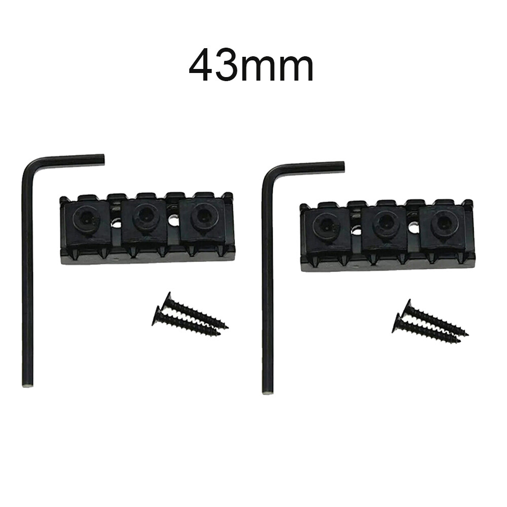 2 Sets Guitar Locking Nut 43mm String Lock for Floyd Rose Tremolo Bridge Black