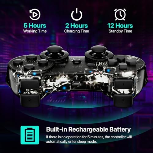 Controller for PS3 2 Pack Wireless Controller for Playstaion 3 Skull + Galaxy