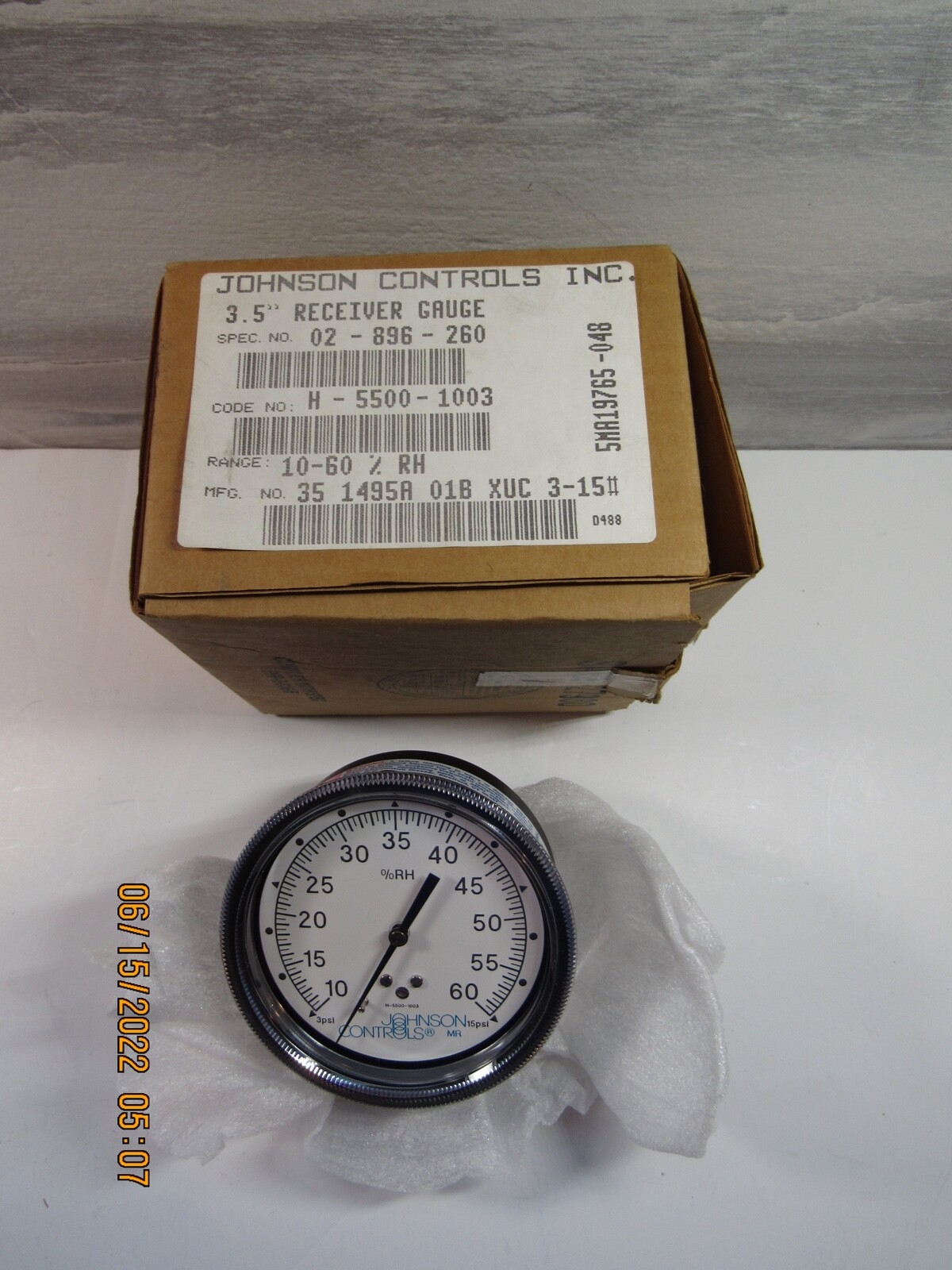 NEW Johnson Controls H-5500-1003 Pneumatic Humidity Receiver Gauge 10-60% RH