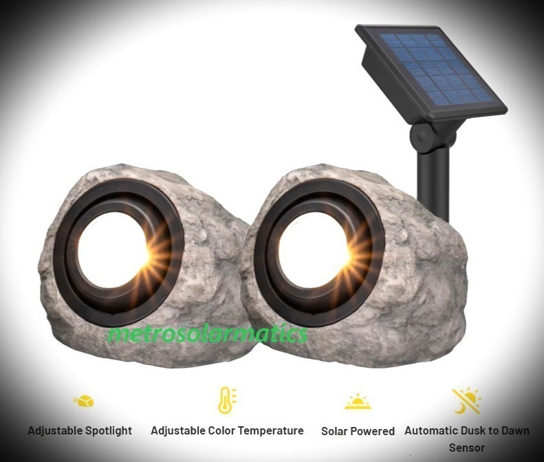 Koda 50 Lumen Solar LED Rock Spotlight- Dusk to Dawn, Adjustable Light Output