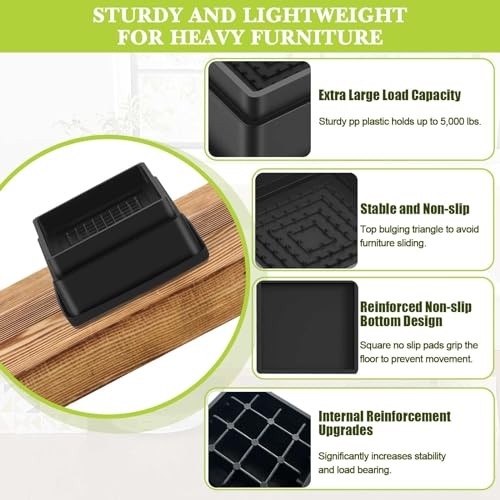 Furniture Risers 2 Inch, Adjustable Bed Risers Heavy Duty for 2 inch 4 Pack