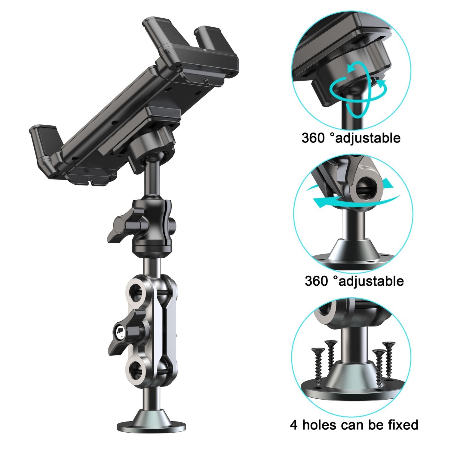 Heavy Duty Drill Base Tablet Mount Phone Holder for Car Truck Dashboard Wall USA